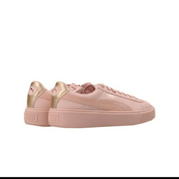 Puma Pink Leather Sneakers with Gold Accent - Picture 2 of 3
